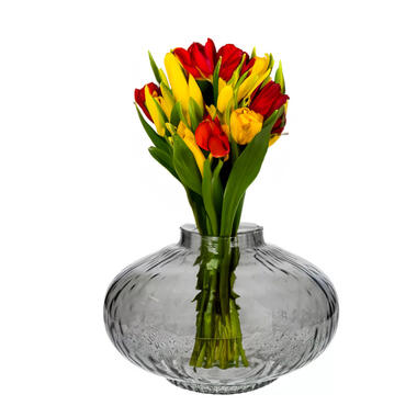 Bloemenvaas Urban - grijs glas - D31 x H20 cm - decoratieve vaas product