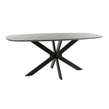 Eettafel Deens Ovaal 180cm - Zwart Marmerlook - 4-6 Personen product