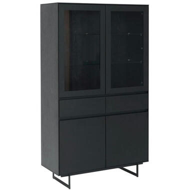 Vitrinekast190cm - Zwart Eikenhout - 110x45x190cm product