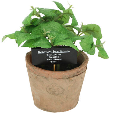 Esschert Design Kunstplant/kruiden basilicum - terracotta pot - 18 cm product