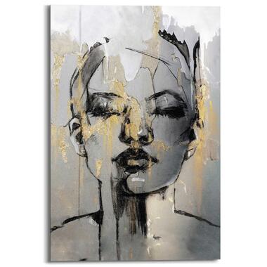 Schilderij Golden Face - 90x60cm - Goudkleurig product