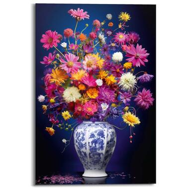 Schilderij - Delft Flowers - 90x60 cm Hout product