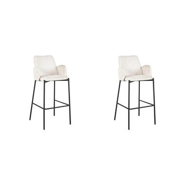 LABEL51 Barkruk Joni - Beige - Fluweel - Zithoogte 78 cm - set van 2