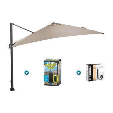 GI Hawaii zweefparasol 300 x 300 cm. - Taupe - met ingraafvoet en hoes product