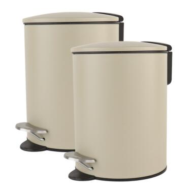 Nordix Pedaalemmer 3 Liter 2 stuks Badkamer Toilet Beige Metaal product