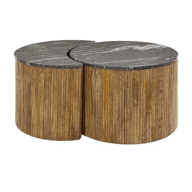 Salontafel Rond - Zwart Marmer - Set Van 2 - 94x62x41cm product