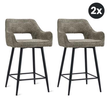 2x Barkruk Ray - Stof Taupe (Set van 2) product