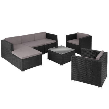 tectake Wicker loungeset Lignano met 2 fauteuils, Zwart product