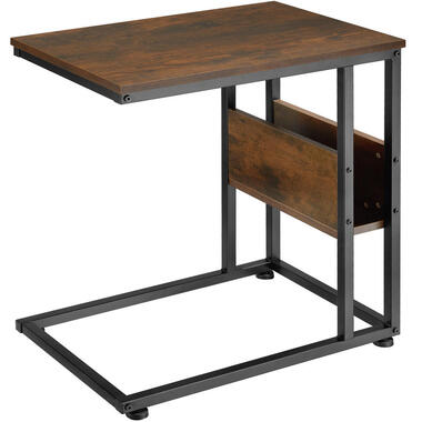tectake Bijzettafel Wigan 55x36,5x60cm, Industrieel Hout Donker, Rustiek product