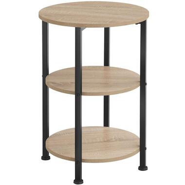 tectake Bijzettafel Colchester 40x61cm, Industrieel Licht Hout, Eiken Sonoma