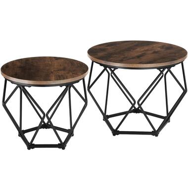 tectake 2 Benham salontafels, Industrieel Hout Donker, Rustiek product