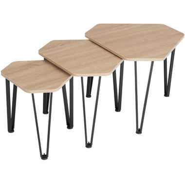 tectake Salontafel-set Torquay, Industrieel Licht Hout, Eiken Sonoma product