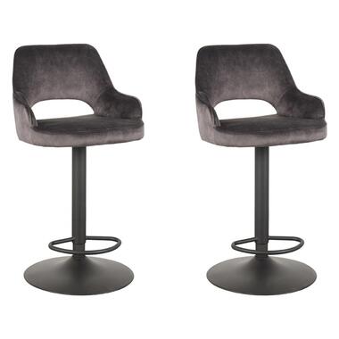 LABEL51 Barkruk Fer - Antraciet - Velours - 47 x 45cm - set van 2 product
