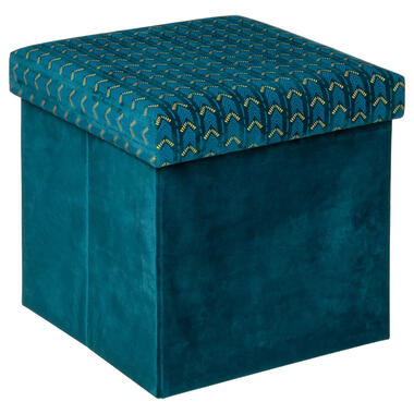 Atmosphera Storage Poef/hocker - Opvouwbaar - Smaragd groen - 38x38 cm product