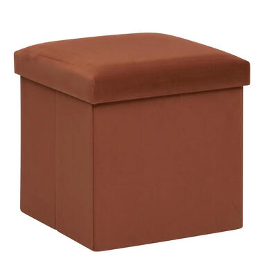 Atmosphera Storage Poef/Hocker - Opvouwbaar - roest bruin - 38x38 cm product