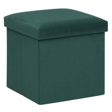 Atmosphera Storage Poef/Hocker - Opvouwbaar - smaragd groen - 38x38 cm product