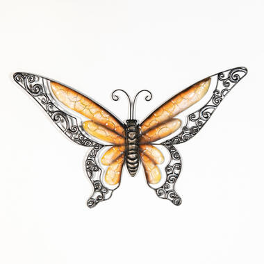 Anna's Collection Tuindecoratie vlinder - oranje - 49 x 28 cm - metaal product