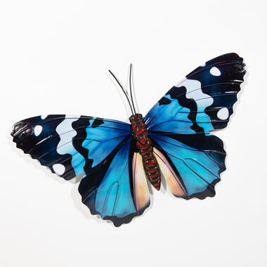 Anna's Collection Tuindecoratie vlinder - blauw - 45 x 28 cm - metaal product