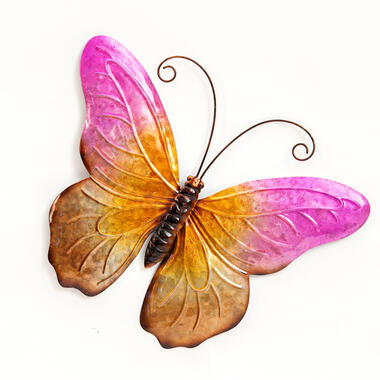 Anna's Collection Tuindecoratie vlinder - roze - 44 x 32 cm - metaal product