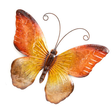 Anna's Collection Tuindecoratie vlinder - oranje - 44 x 32 cm - metaal product