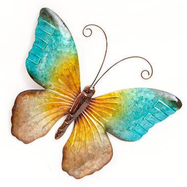 Anna's Collection Tuindecoratie vlinder - blauw - 44 x 32 cm - metaal product