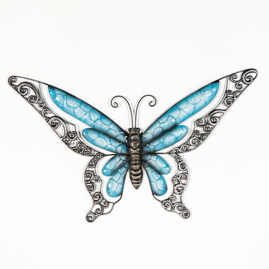 Anna's Collection Tuindecoratie vlinder - blauw - 49 x 28 cm - metaal product