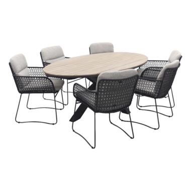 4SO Aprilla - Antraciet / Edison 220 x 115 cm. tafel - ovale tuinset product