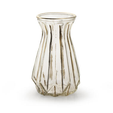 Jodeco Bloemenvaas Grace - transparant/goud - glas - D12 x H18 cm product