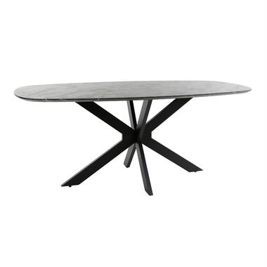 Fraaai - Marco eettafel 180 cm deens ovaal - zwart marmer look product