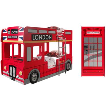 Vipack Stapelbed London bus 90x200 cm met LED-verlichting+ 2-deurs product
