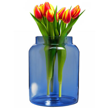 Hakbijl Glass Bloemenvaas Shape - blauw - eco glas - D19 x H25 cm product