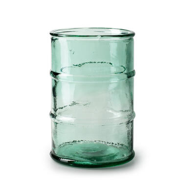 Jodeco Bloemenvaas Barril - transparant blauw - eco glas - D16 x H23cm product