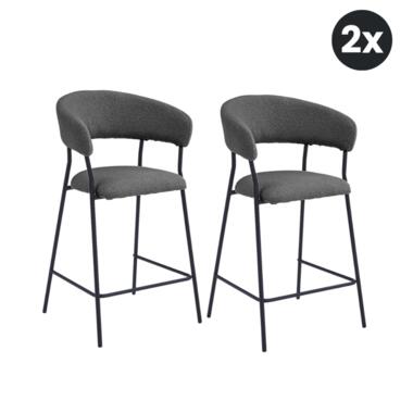 2x Barkruk Ava - Bouclé Antraciet (Set van 2) product