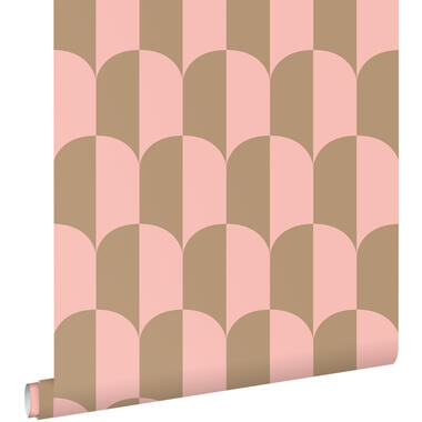 ESTAhome behang - art deco bogen - roze en beige bruin - 50 x 900 cm - 139984 product