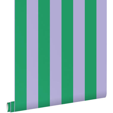 ESTAhome behang - strepen - groen en lila paars - 50 x 900 cm - 139908 product