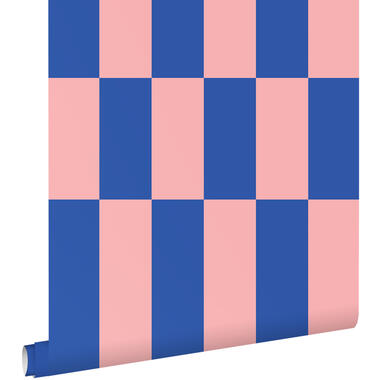 ESTAhome behang - streep - roze en koningsblauw - 50 x 900 cm - 130921 product