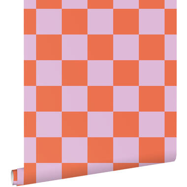 ESTAhome behang - geblokt motief - lila paars en oranje - 50 x 900 cm - 130914 product