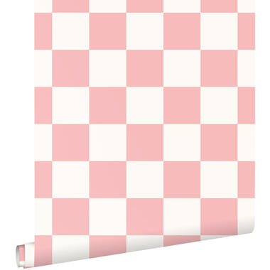 ESTAhome behang - geblokt motief - roze en wit - 50 x 900 cm - 139998 product