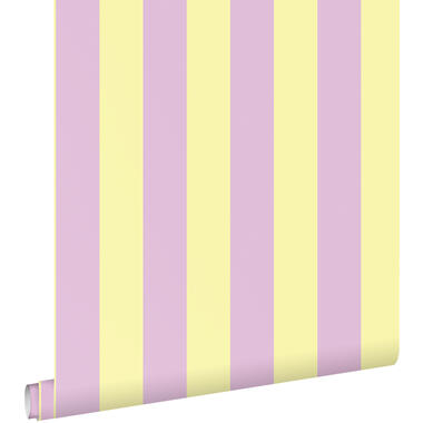 ESTAhome behang - strepen - pastel geel en lila paars - 50 x 900 cm - 139912 product