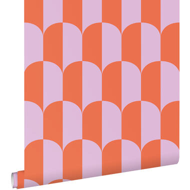 ESTAhome behang - art deco bogen - lila paars en oranje - 50 x 900 cm - 139982 product