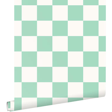 ESTAhome behang - geblokt motief - mintgroen en wit - 50 x 900 cm - 139999 product