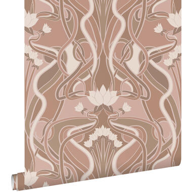 ESTAhome behang - vintage bloemen in art nouveau stijl - oudroze - 50 x 900 cm product