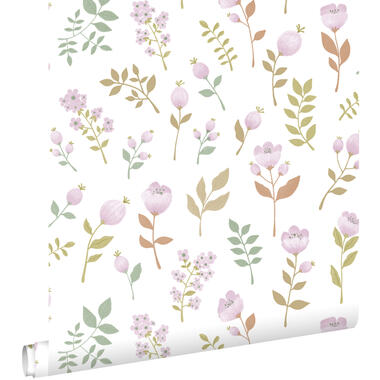 ESTAhome behang - bloemen - lila paars en vergrijsd groen - 50 x 900 cm - 139975 product