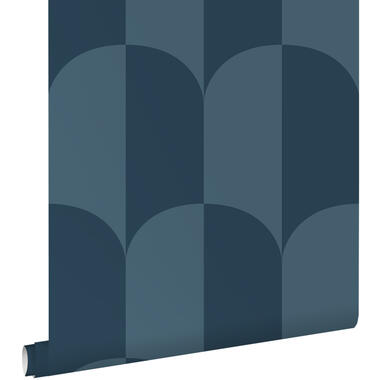 ESTAhome behang - art deco bogen - vergrijsd donker blauw - 50 x 900 cm - 139996 product