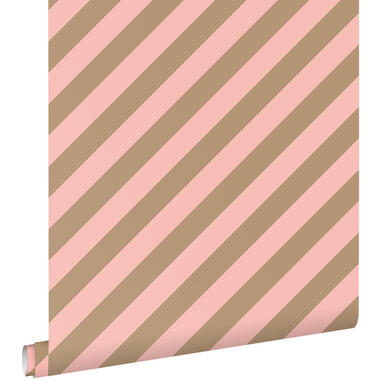ESTAhome behang - strepen - roze en beige bruin - 50 x 900 cm - 139955 product