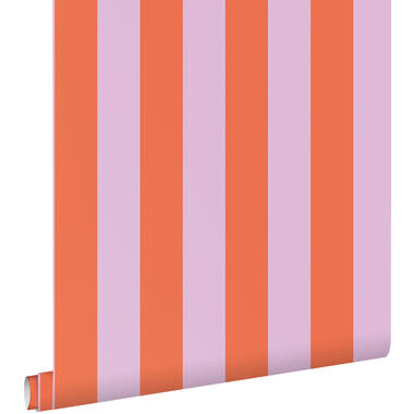 ESTAhome behang - strepen - oranje en lila paars - 50 x 900 cm - 139904 product