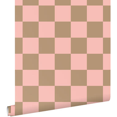 ESTAhome behang - geblokt motief - roze en beige bruin - 50 x 900 cm - 130913 product