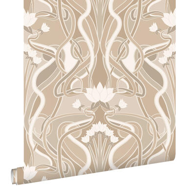 ESTAhome behang - vintage bloemen in art nouveau stijl - zand beige product