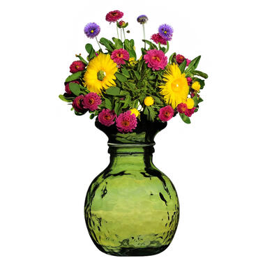 Natural Living Vaas Lourdes - groen transparant - glas - D25 x H30 cm product