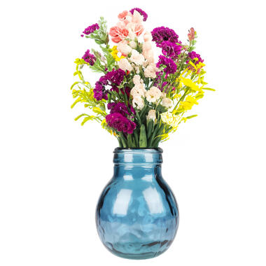 Natural Living Vaas Lourdes - blauw transparant - glas - D20 x H24 cm product